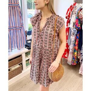 Anna Cate Floral Ruffle Tiered Mini Dress Size Small Cotton